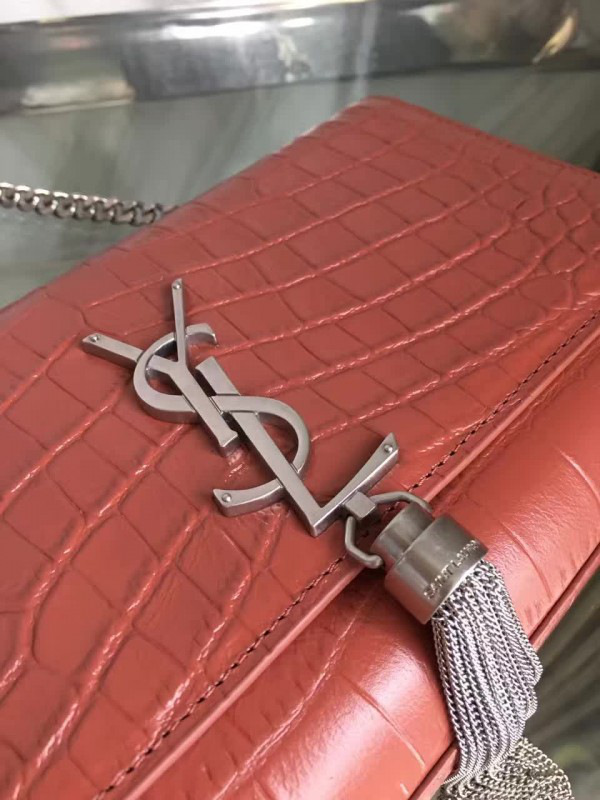 Y51 monogram kate silver tassel in embossed crocodile shiny leather 5046 24cm x 14.5cm x 5.5cm