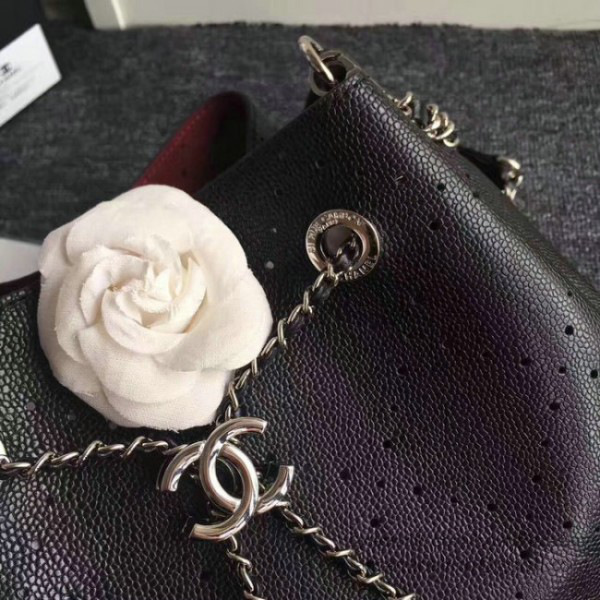 Ch**el perforated drawstring bucket bag black