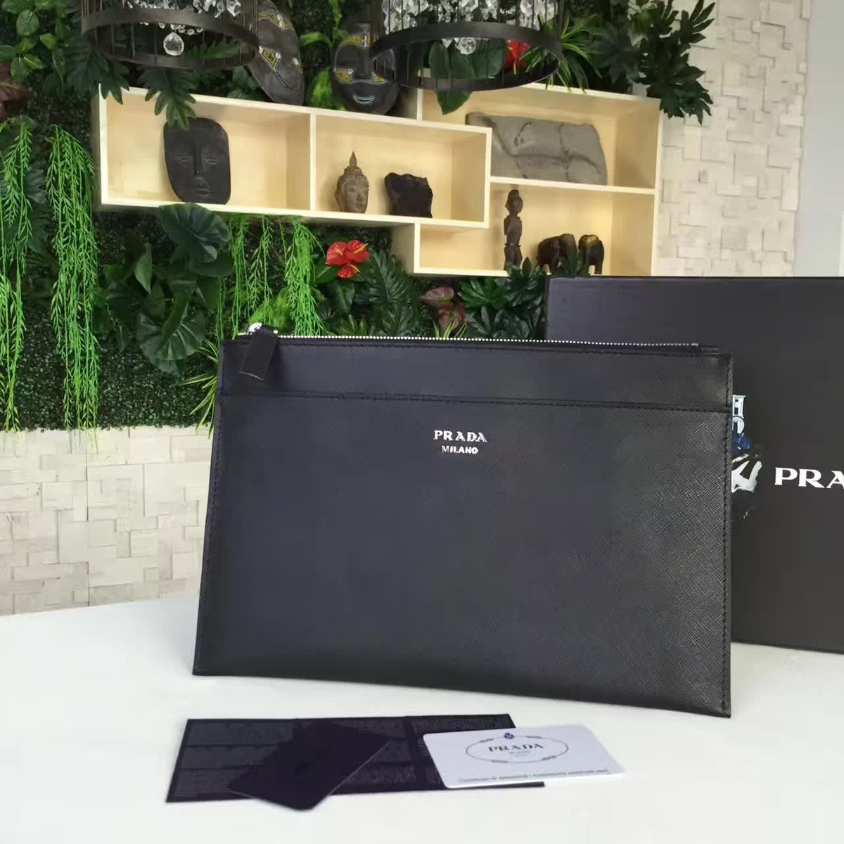 Pra*a leather clutch bag 4183 30cm x 20cm