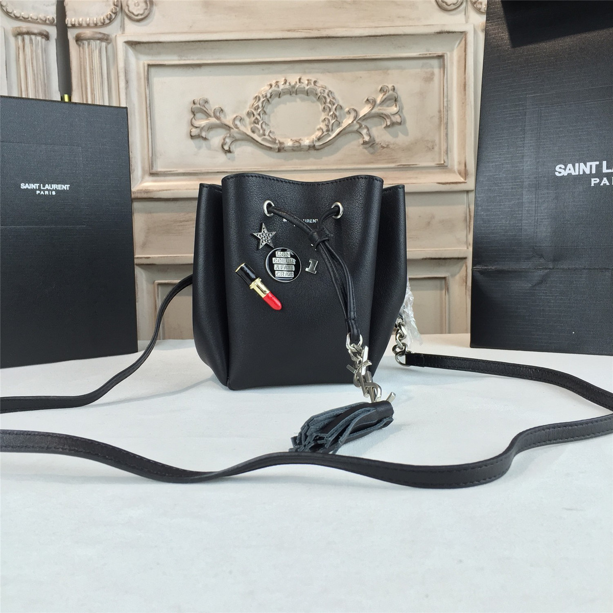 Y51 leather bucket bag 4815 10cm x 9cm x 14cm