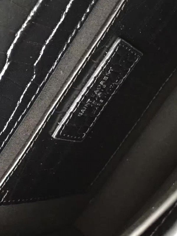 Y51 medium sunset bag in shiny crocodile-embossed leather 4851 22cm x 16cm x 8cm