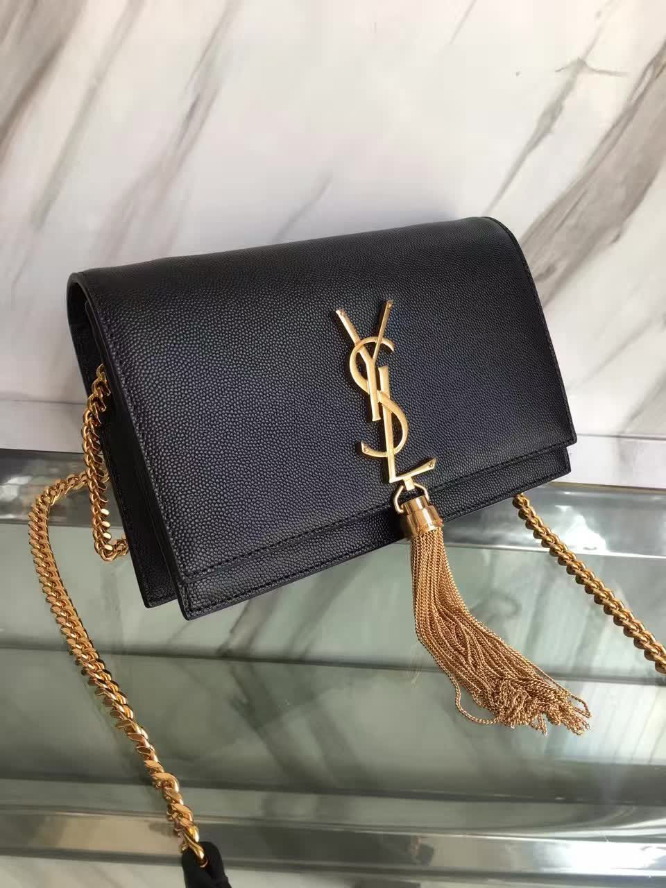 Y51 monogram kate gold tassel in grain de poudre embossed leather 5052 19cm x 12.5cm x 3.5cm