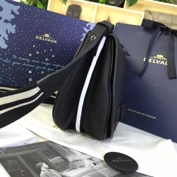 Delvaux calfskin le mutin saddle bag black 1507 29cm x 4cm x 22cm