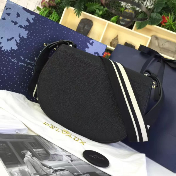Delvaux calfskin le mutin saddle bag black 1507 29cm x 4cm x 22cm