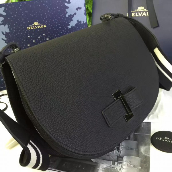 Delvaux calfskin le mutin saddle bag black 1507 29cm x 4cm x 22cm