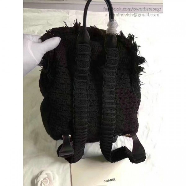 Ch**el crochet braid cayo coco backpack black
