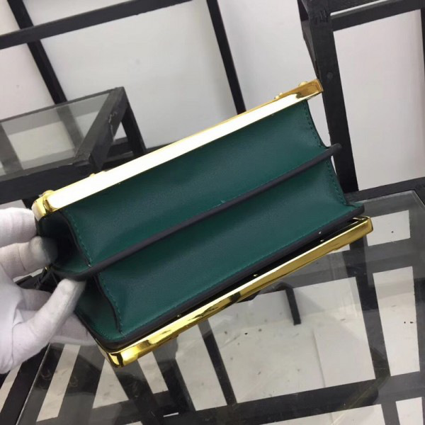 Pra*a cahier leather shoulder bag 1bd045 green 20 x 14.5 x 8.5 cm