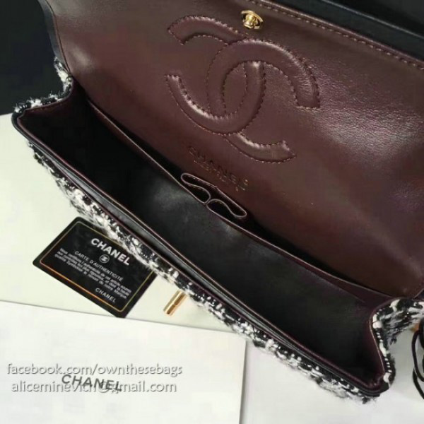 Ch**el tweed flap shoulder bag gold