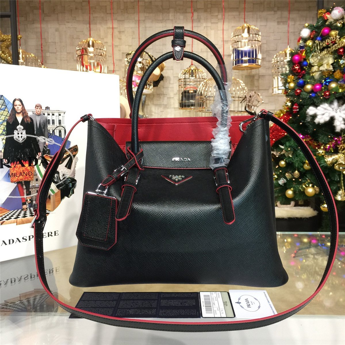 Pra*a double bag 4163 33cm x 14.5cm x 25cm