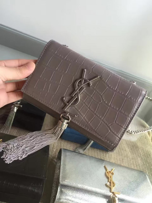 Y51 monogram kate silver tassel in embossed crocodile shiny leather 5039 17cm x 11cm x 14cm