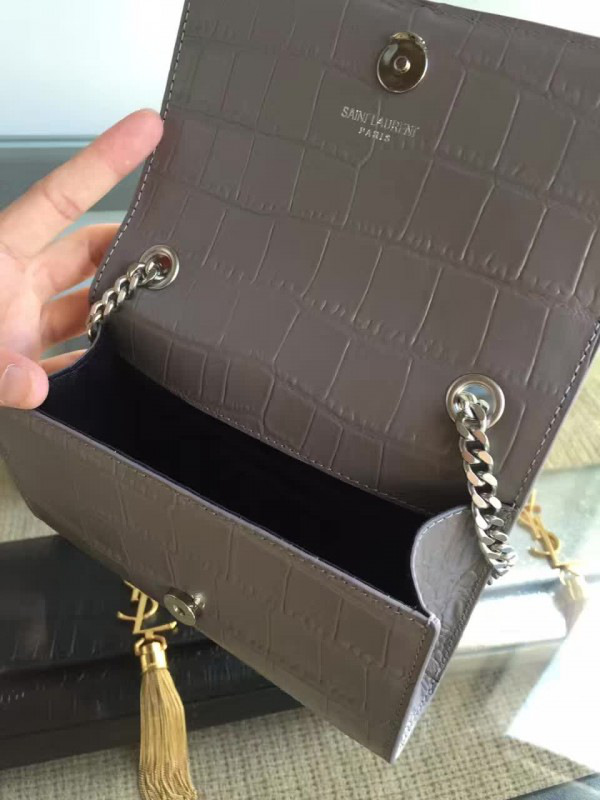 Y51 monogram kate silver tassel in embossed crocodile shiny leather 5039 17cm x 11cm x 14cm