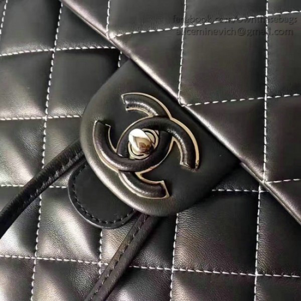 Ch**el caviar quilted lambskin backpack black