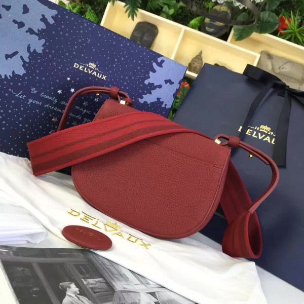 Delvaux calfskin mini le mutin saddle bag red 1501 20cm x 7.5cm x 16cm