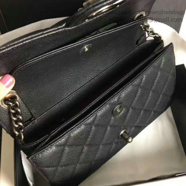 Ch**el quilted deerskin perfect edge bag black a14041