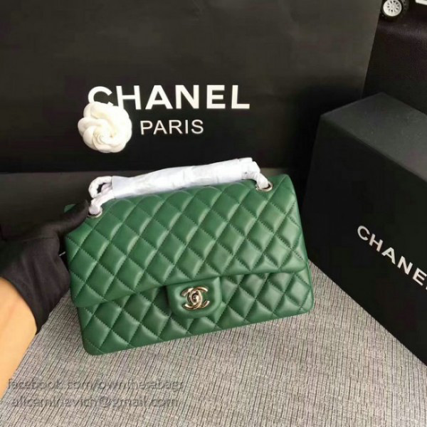 Ch**el lambskin classic handbag green a01112 vs04940