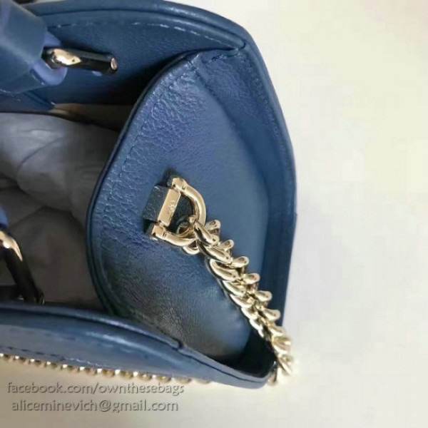 Ch**el small label click leather shopping bag blue