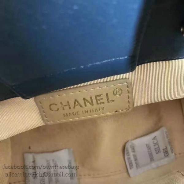 Ch**el small label click leather shopping bag blue