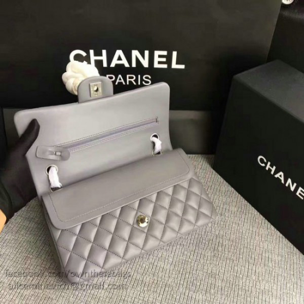 Ch**el lambskin flap bag grey a01112 25cm