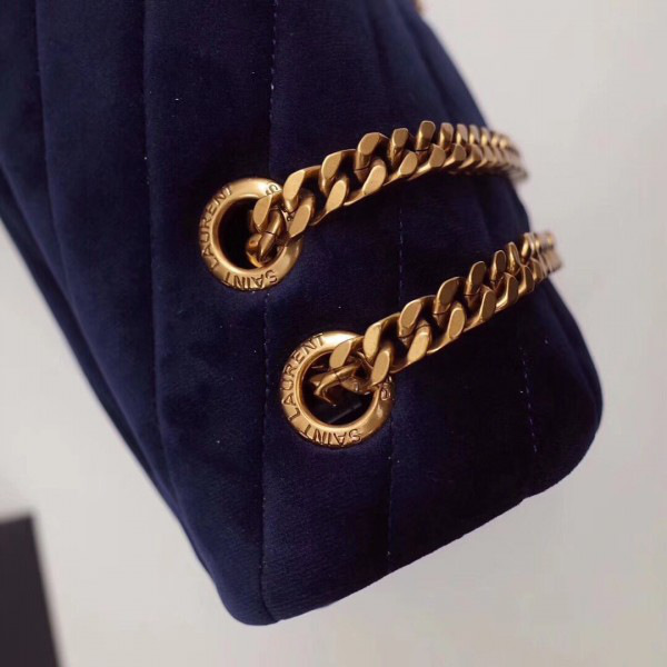 Y51 loulou monogram quilted velvet shoulder bag large blue  481 30cm*20cm*10cm