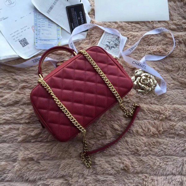 Ch**el bowling bag jersey & gold-tone metal a69924 wine red 24cm