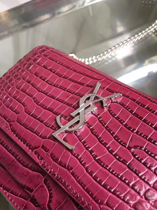 Y51 sunset chain wallet in crocodile embossed shiny leather 4867 17cm x 13cm x 7cm