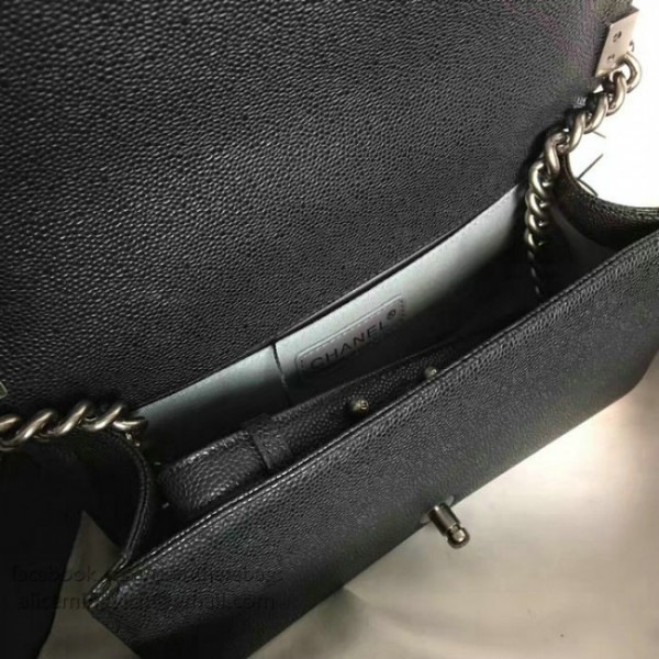 Ch**el medium quilted caviar black silver a13043