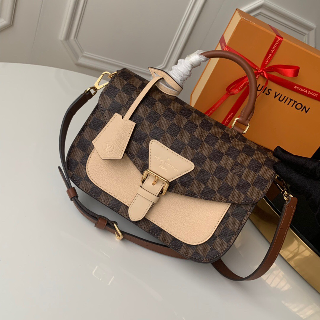 LV original single handbag crossbody handbag fusion apricot 25CM