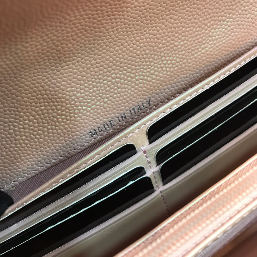 Ch**el classic cf long lychee purse powder  10.5*19.*3cm