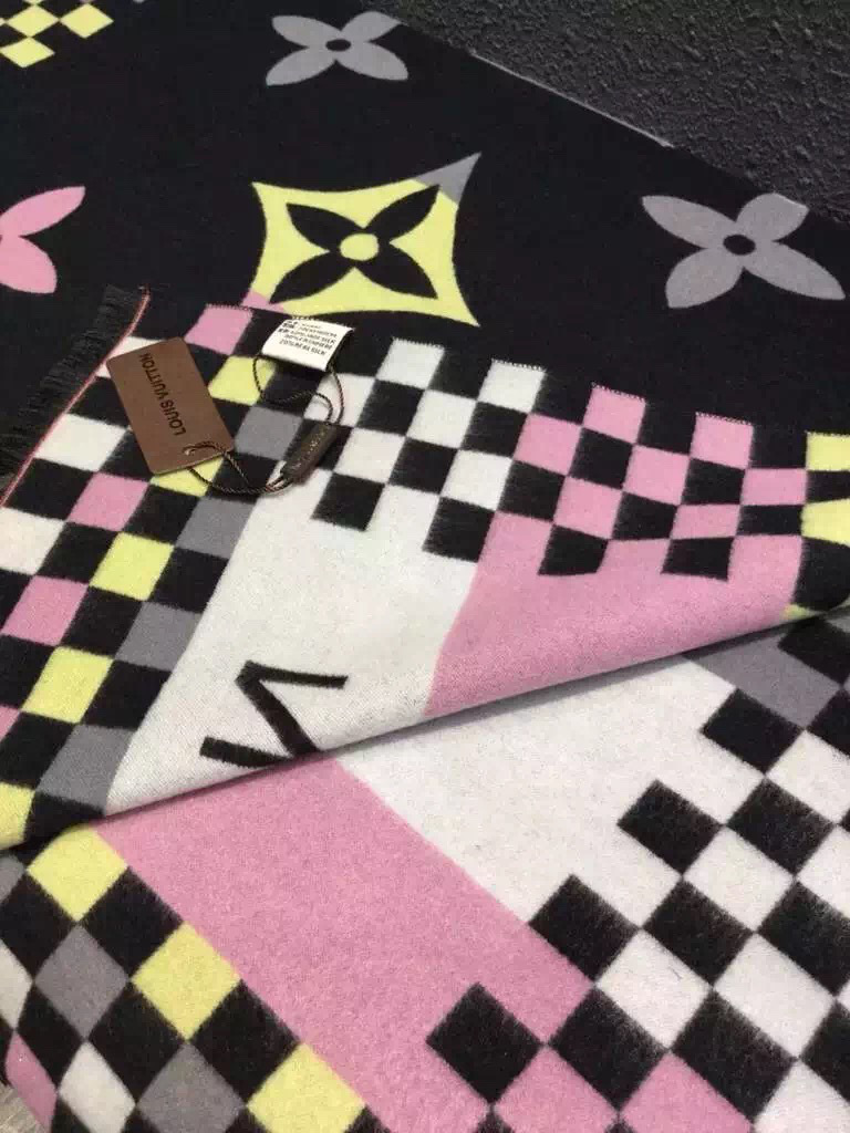 LV cashmere long scarf a10 black