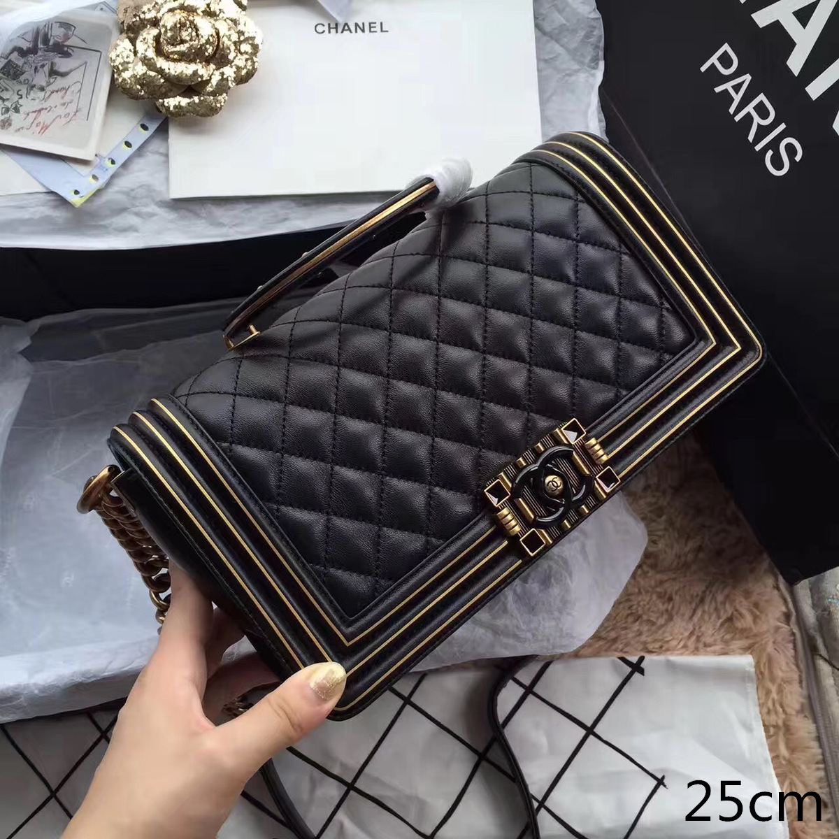 Ch**el new original single bag black 25cm