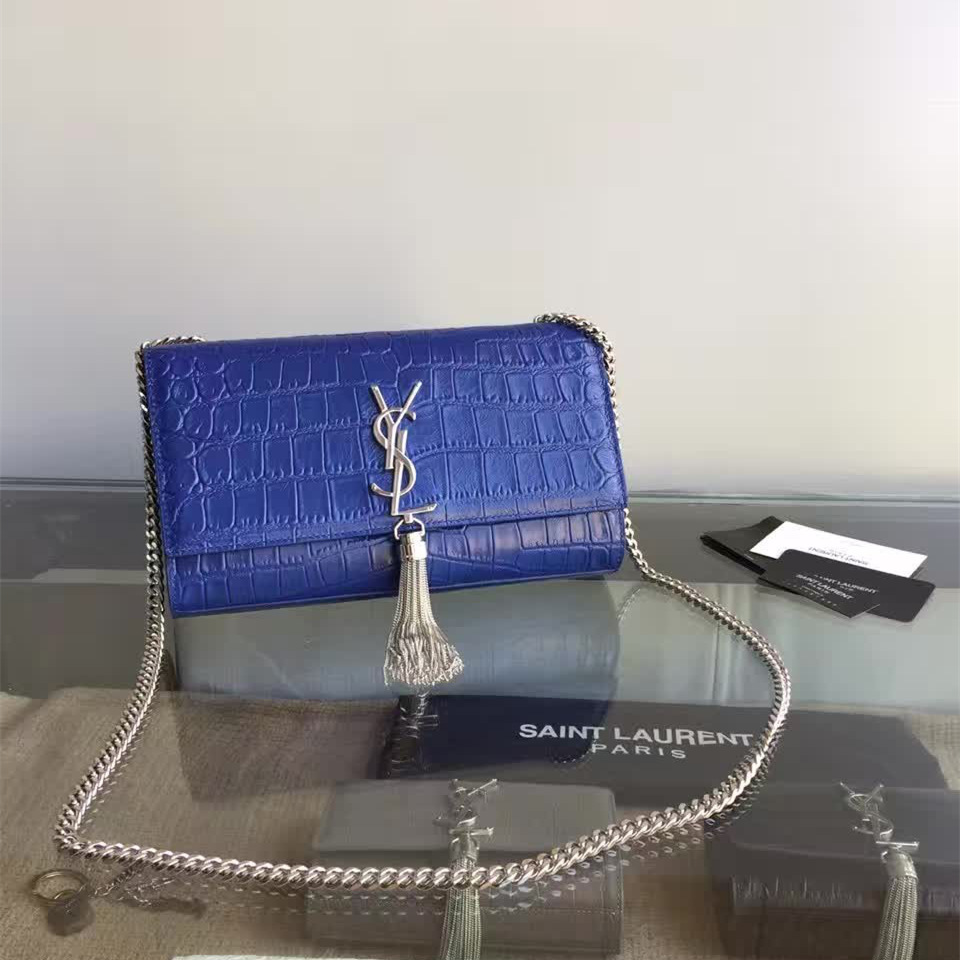 Y51 monogram kate silver tassel in embossed crocodile shiny leather 5041  24cm x 14.5cm x 5.5cm