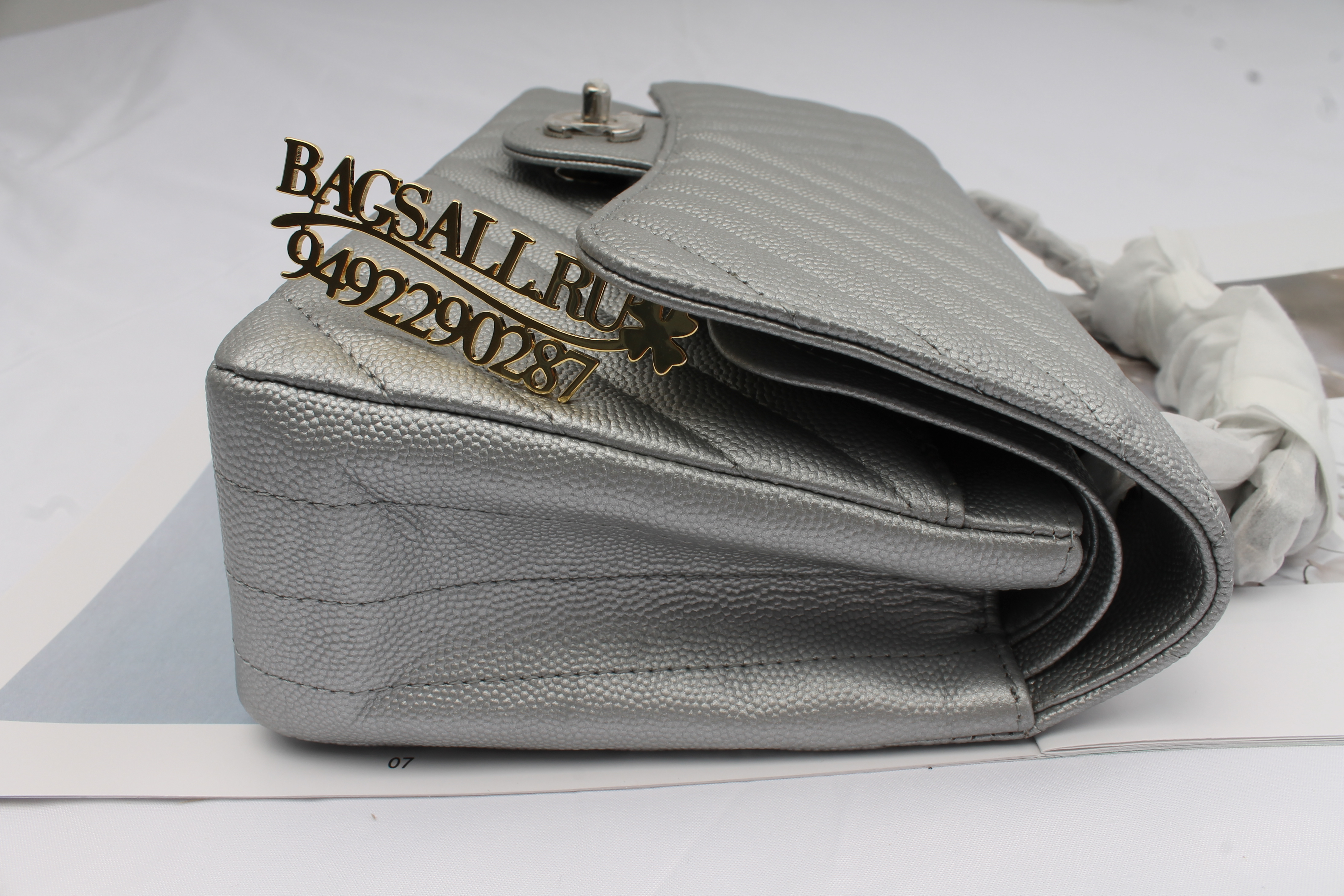 Ch**el classic handbag silver