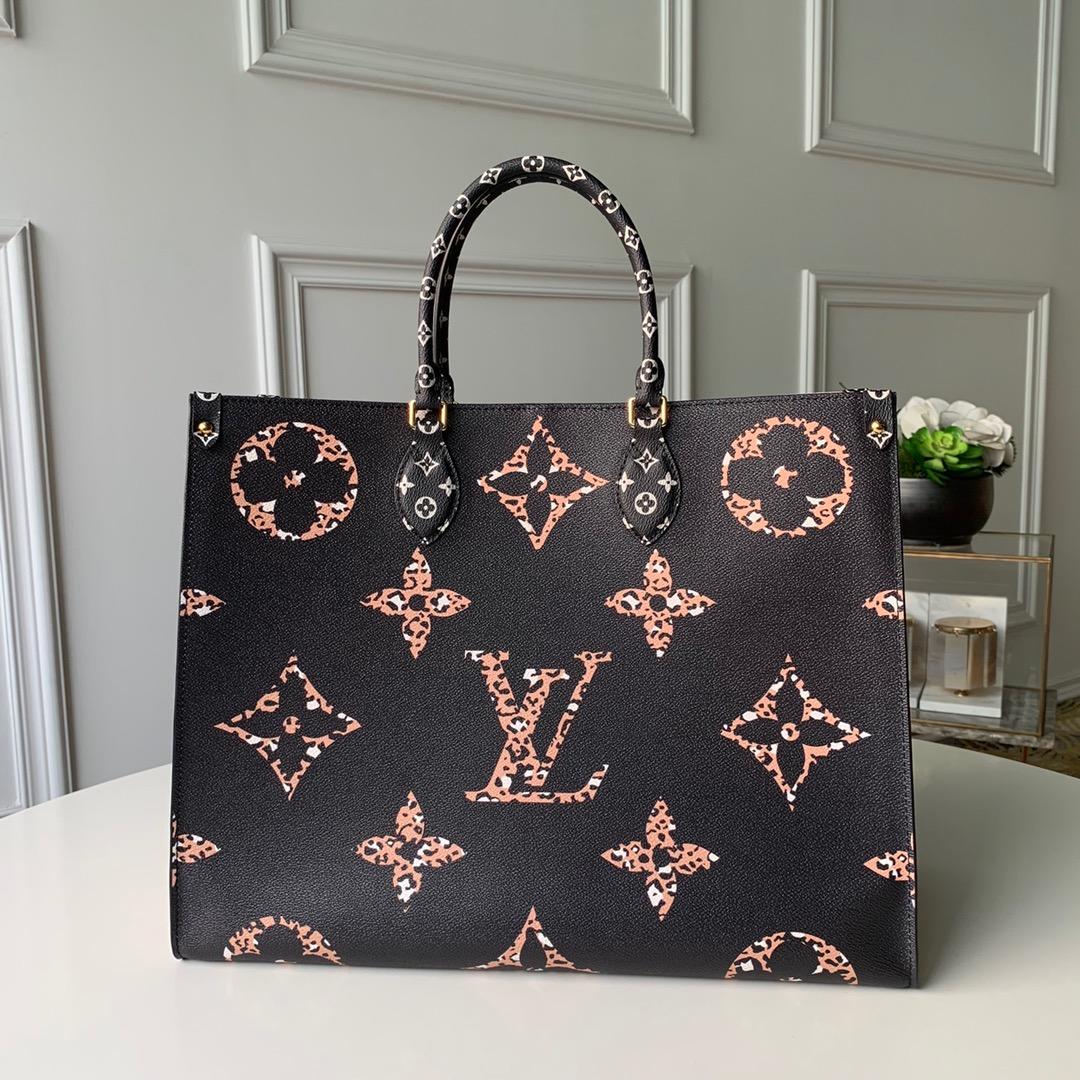 Lv monogram giant on the go tote bag black and white  41 cm