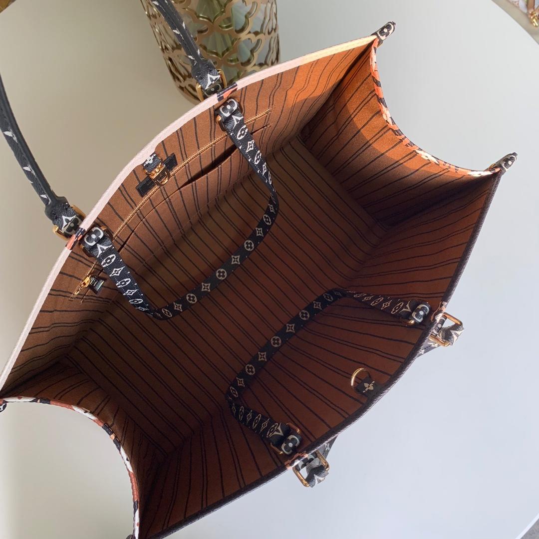 Lv monogram giant on the go tote bag black and white  41 cm