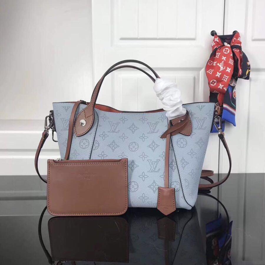 LV calf leather tote 34cm blue 34.0x 18.5x 13.0 cm