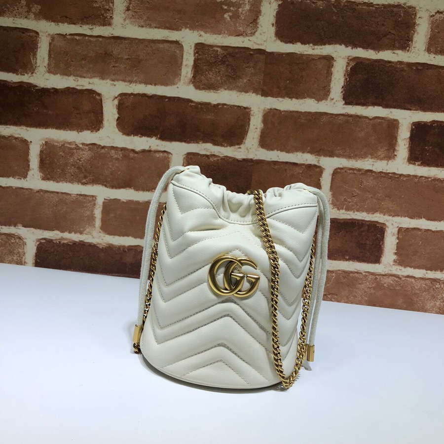 Gvc*1 white gg marmont gold vuckle leather