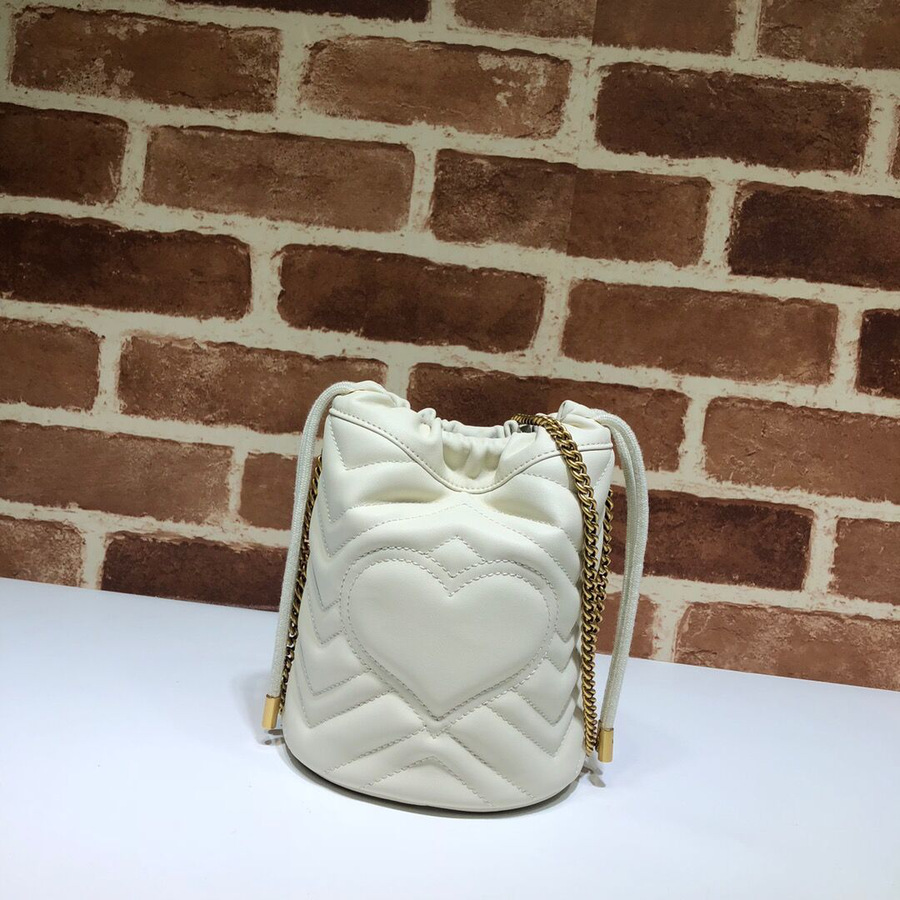 Gvc*1 white gg marmont gold vuckle leather