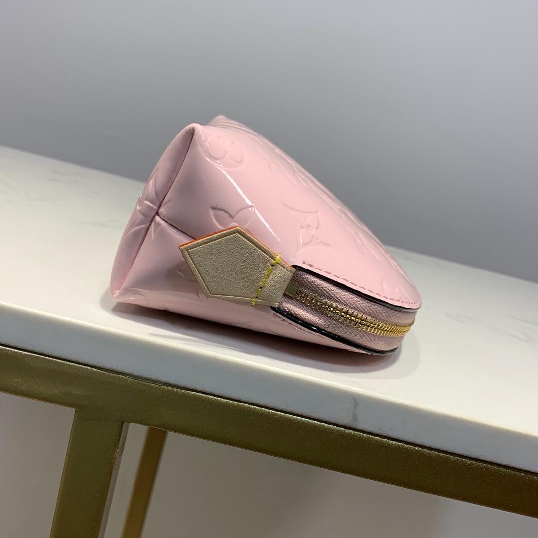 LV pink cosmetic bag embossed leather 19.0x 12.0x 6.0 cm