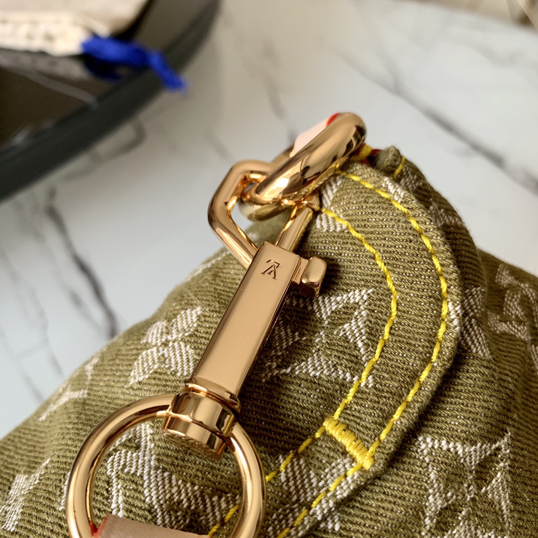 LV denim small satchel m95050 green 26*15*9cm