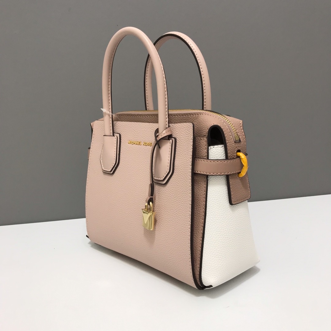 Mercer Medium Tri-Color Pebbled Leather Belted Satchel 27 x 20 x 11cm