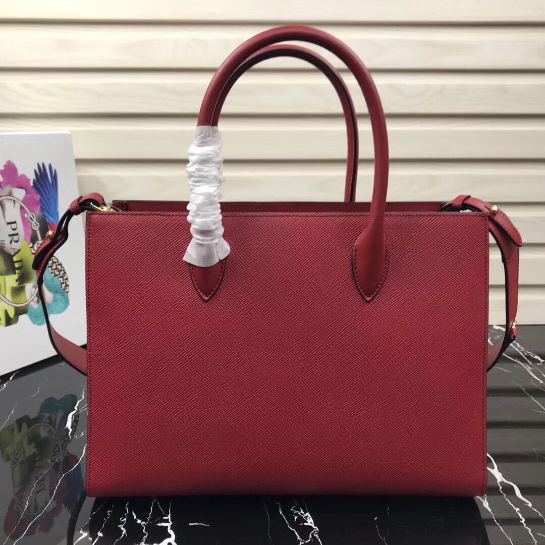 Large saffiano leather handbag red 1BA153 34 × 24 × 13cm