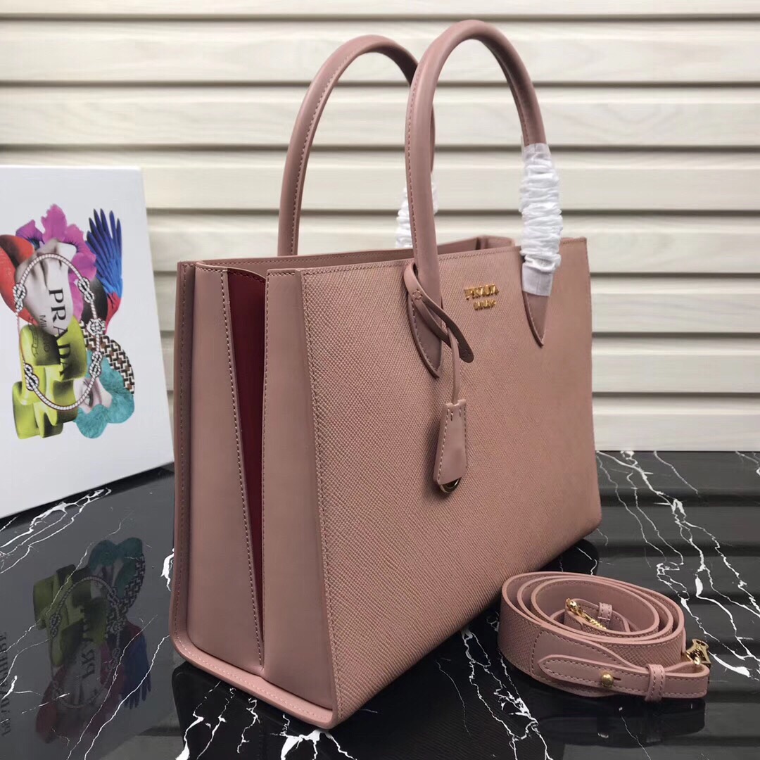 Large saffiano leather handbag pink 1BA153 34 × 24 × 13cm