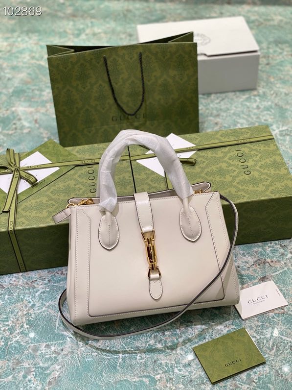 Gvc*1 jackie 1961 medium tote bag in white leather 649016 30 × 24 × 12 cm