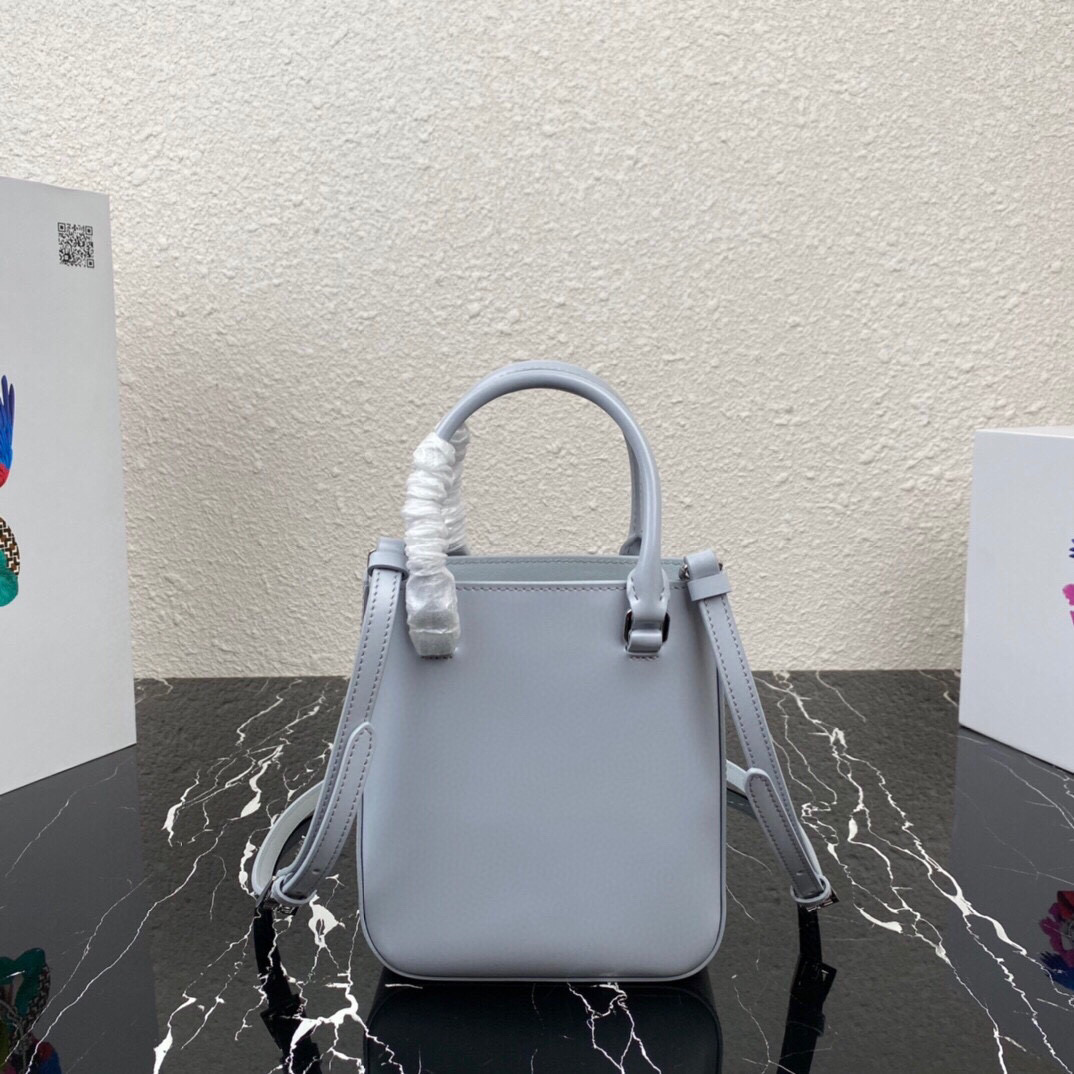 Pra*a small brushed leather tote cornflower blue 1ba331 17.5 x 15 x 5cm