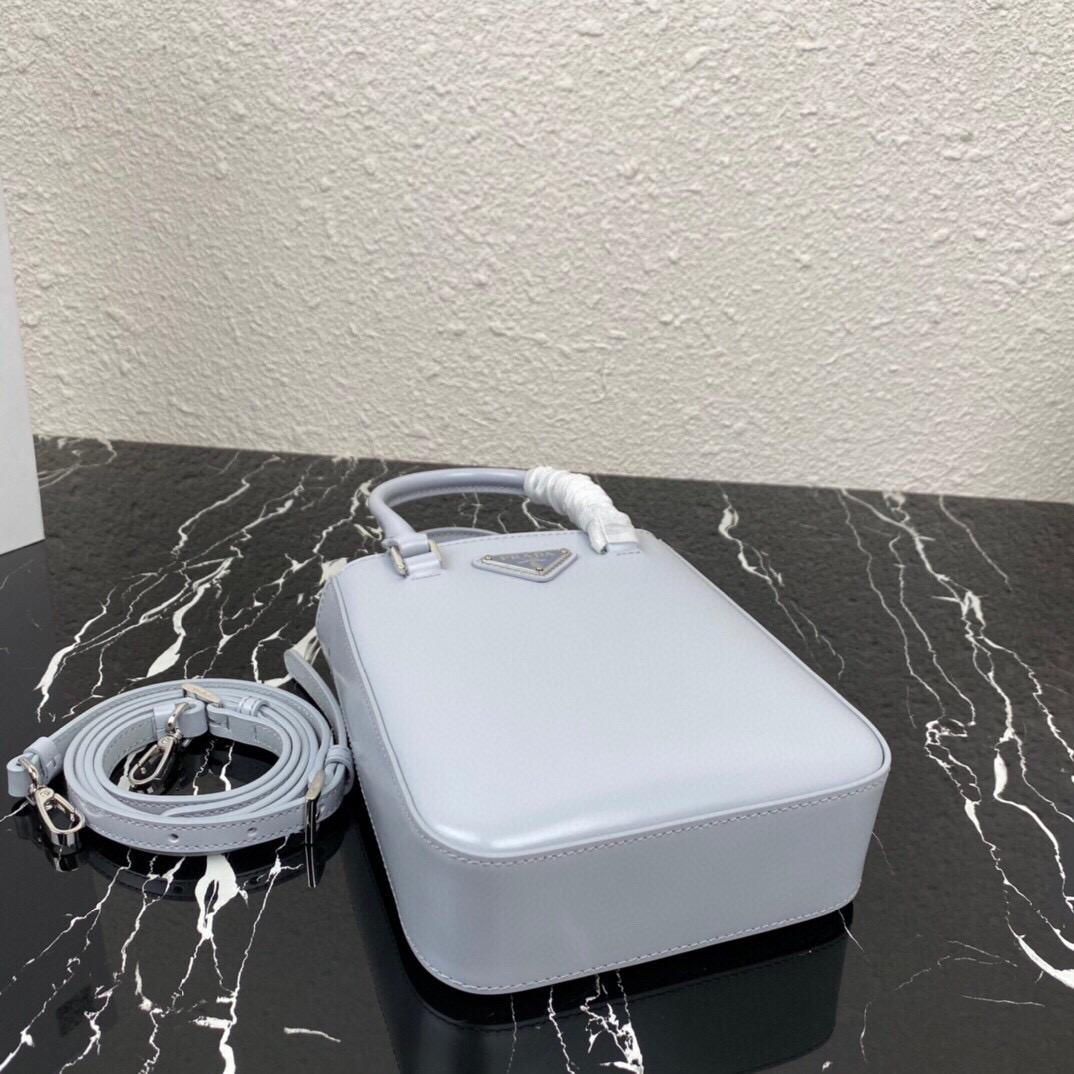 Pra*a small brushed leather tote cornflower blue 1ba331 17.5 x 15 x 5cm