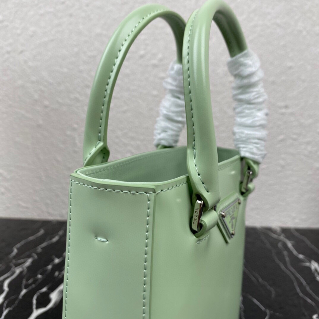 Pra*a small brushed leather tote aqua 1ba331 17.5 x 15 x 5cm