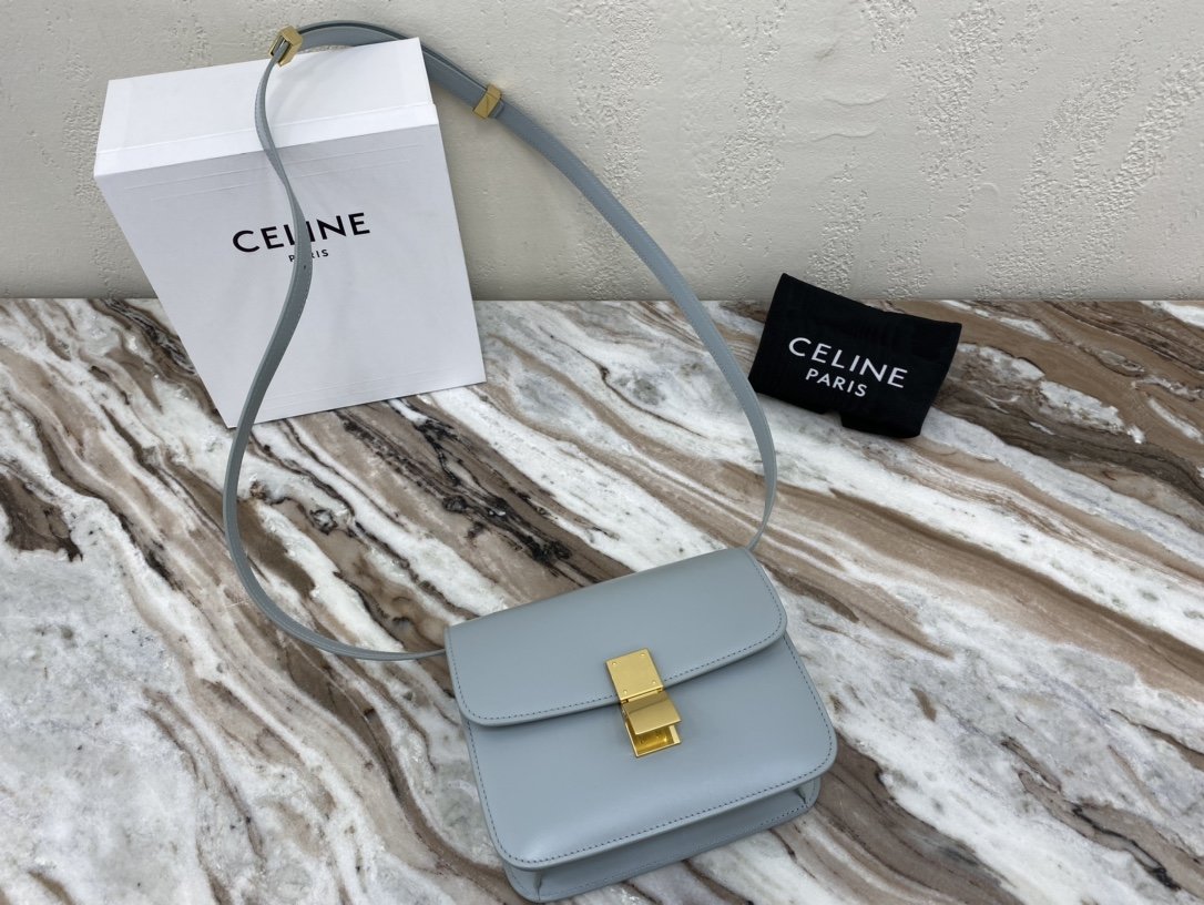 Ce1i*e teen classic bag in box calfskin light charcoal 18.5×15.5×6 cm