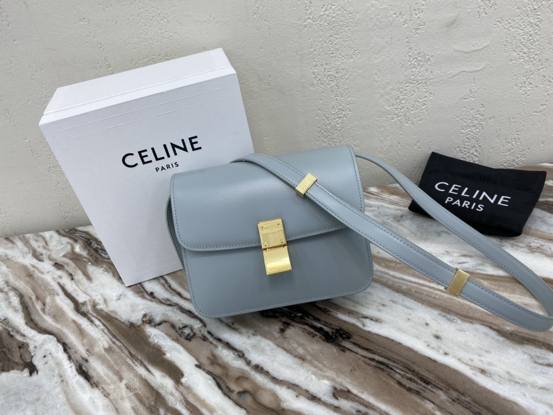 Ce1i*e teen classic bag in box calfskin light charcoal 18.5×15.5×6 cm