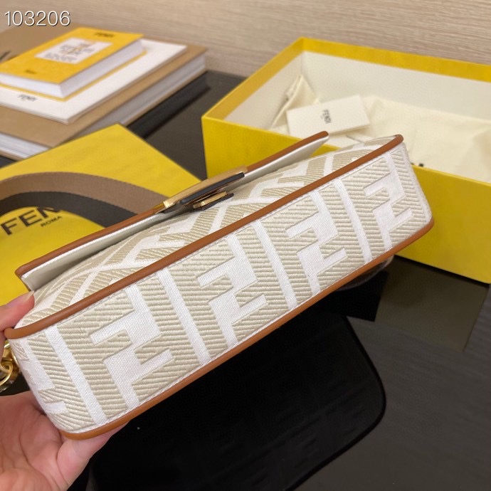 F**di baguette white canvas ff bag 26x13x6cm