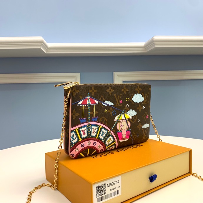 DOUBLE ZIP POCHETTE M69744 20 x 12.5 x 3 cm